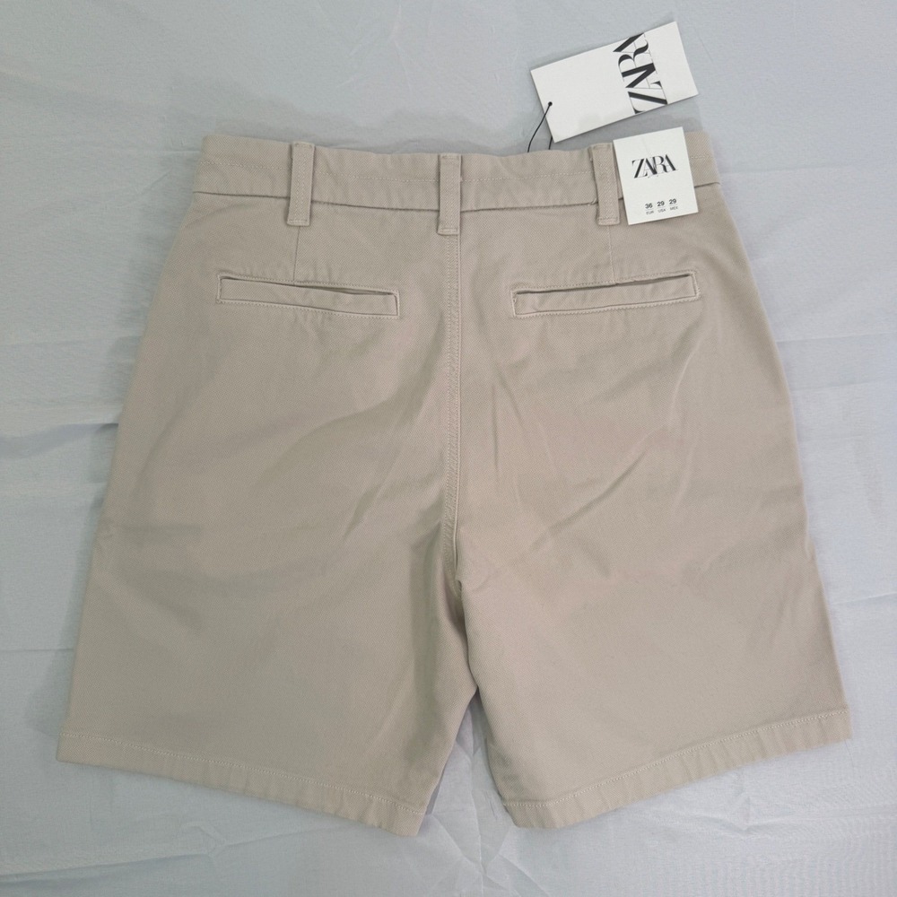 Zara Man Textured Chino Shorts Sand Beige Size 29 NWT 8727/425/806 - Picture 4 of 11